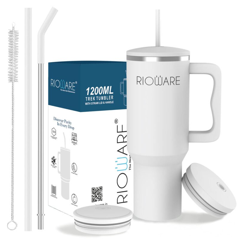 Rioware® 1200ML Stainless Steel Tumbler – Hot & Cold | Leak-Proof Travel Mug with Handle