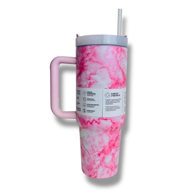 Stanley Quencher H2.0 Tumbler - 40oz (Pink Marble Edition)
